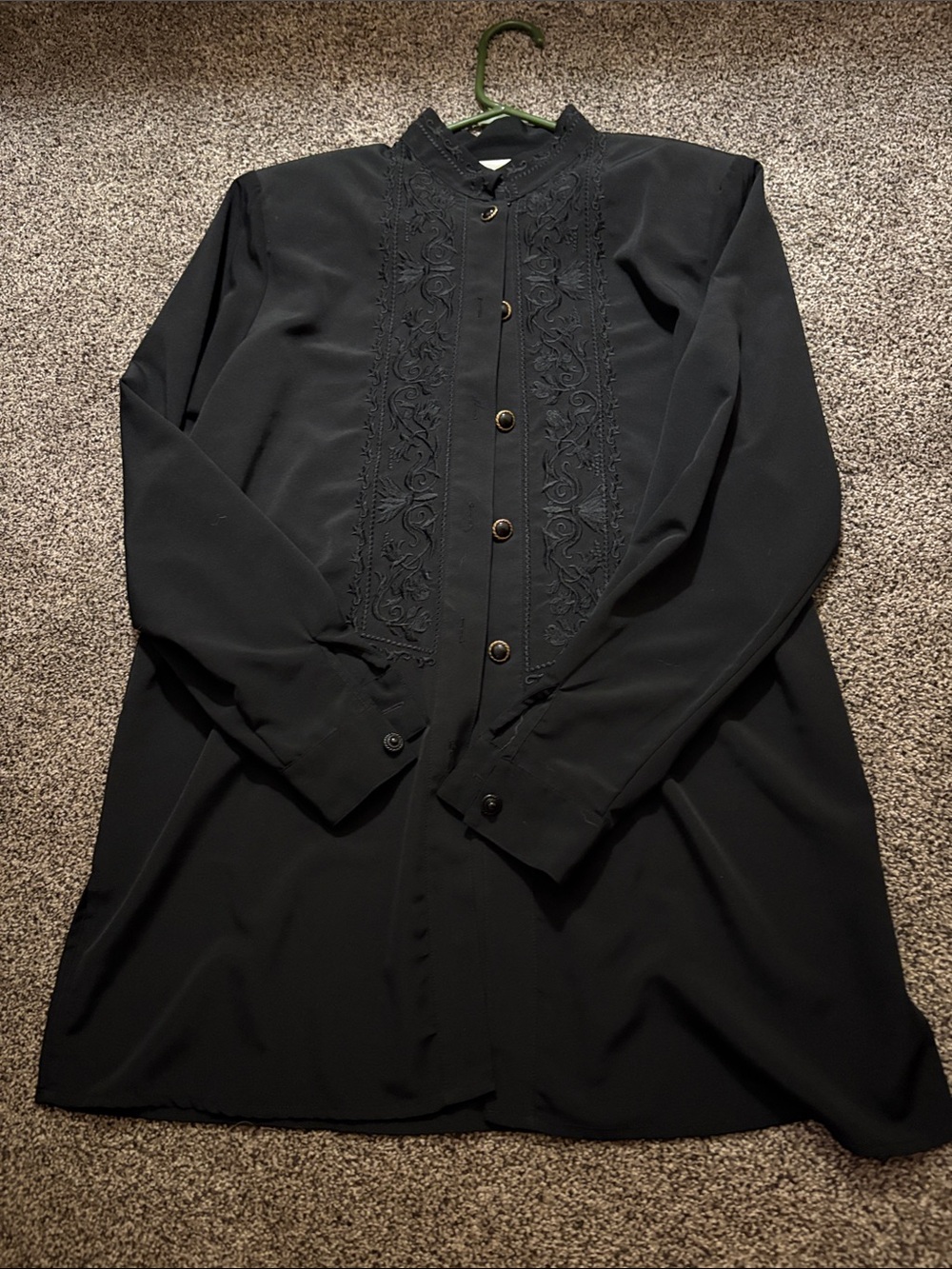 Worthington Black Embroidered Stand-Collar Longline Blazer